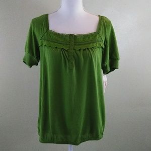 Decree Avocado Green Top with Lace-Trimmed Square Neckline  -  Jr. XL - …